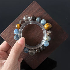 Aquarius Zodiac Crystal Bracelet – Blue Kyanite, Tiger’s Eye & Clear Quartz Energy Bracelet