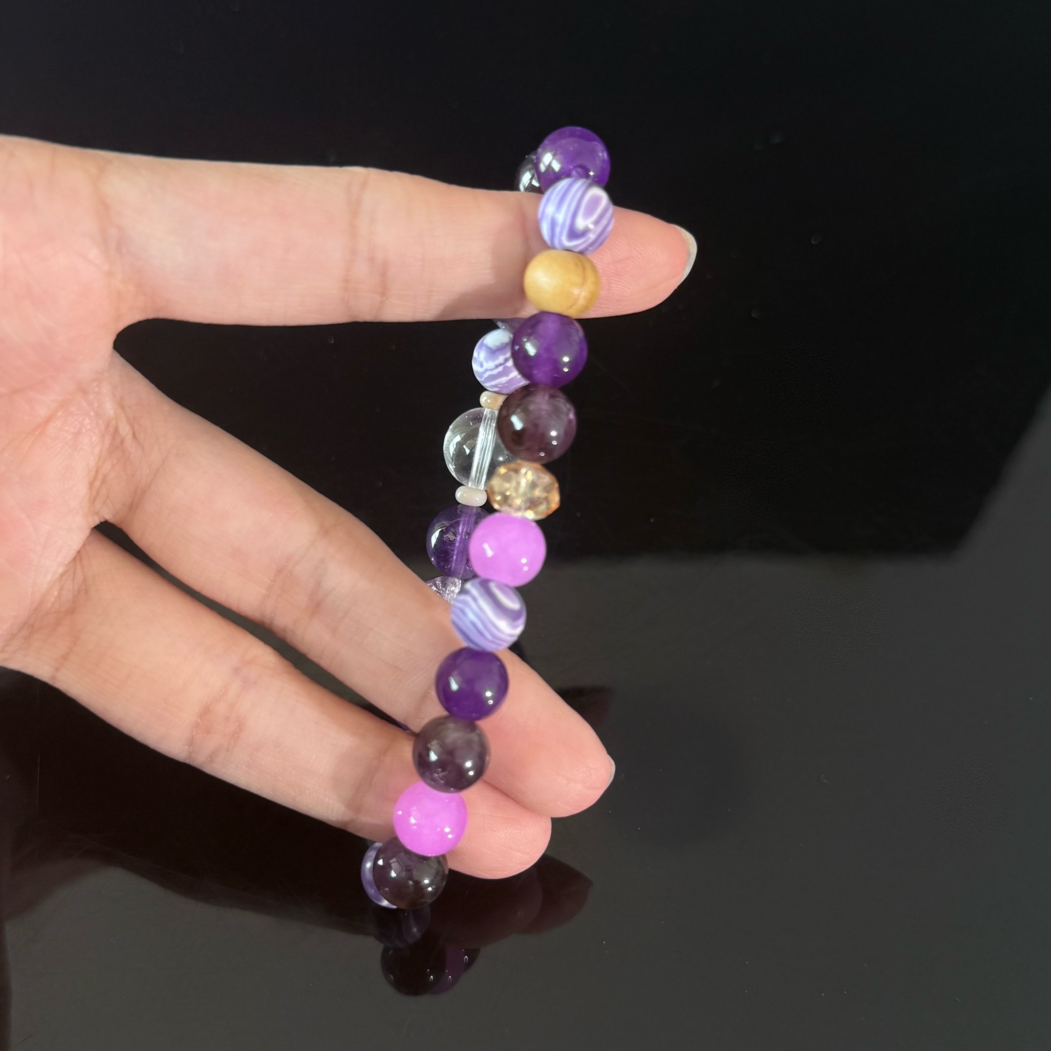 Amethyst & Purple Agate Crystal Bracelet