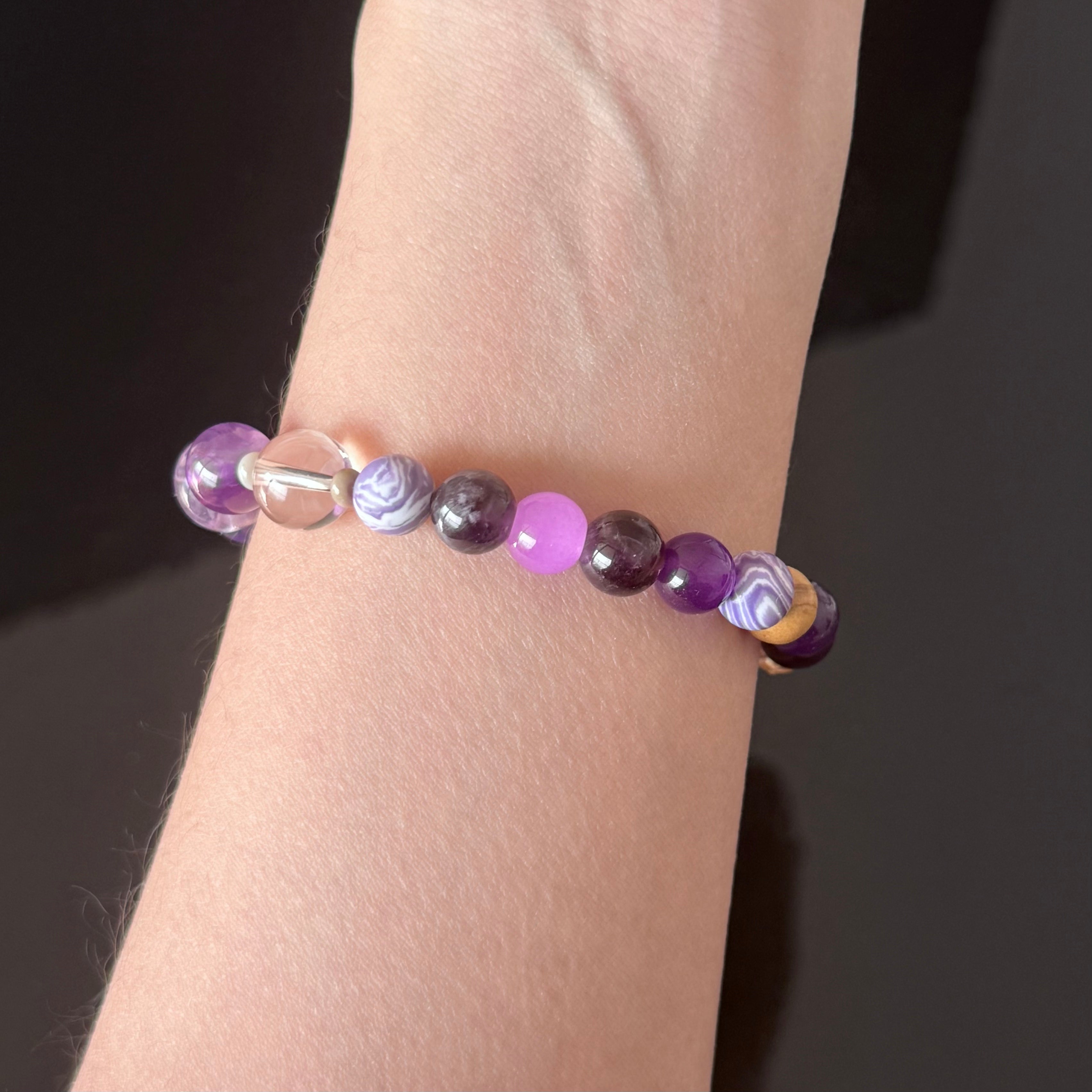 Amethyst & Purple Agate Crystal Bracelet
