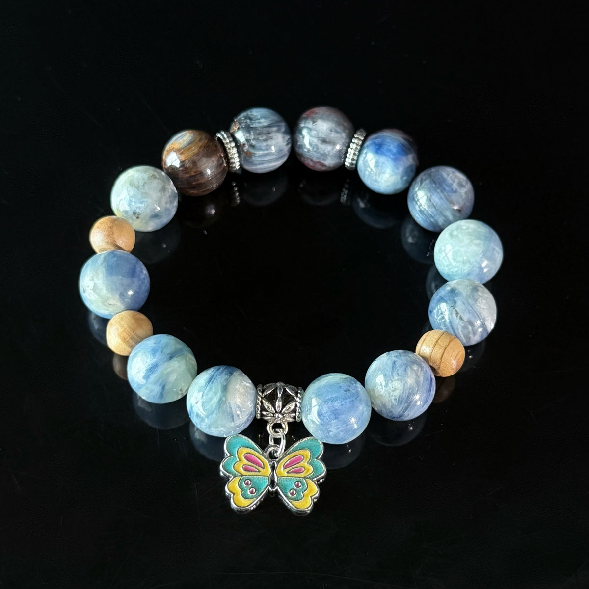 Blue Kyanite & Aquamarine Butterfly Bracelet for Gemini