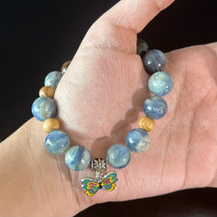 Blue Kyanite & Aquamarine Butterfly Bracelet for Gemini