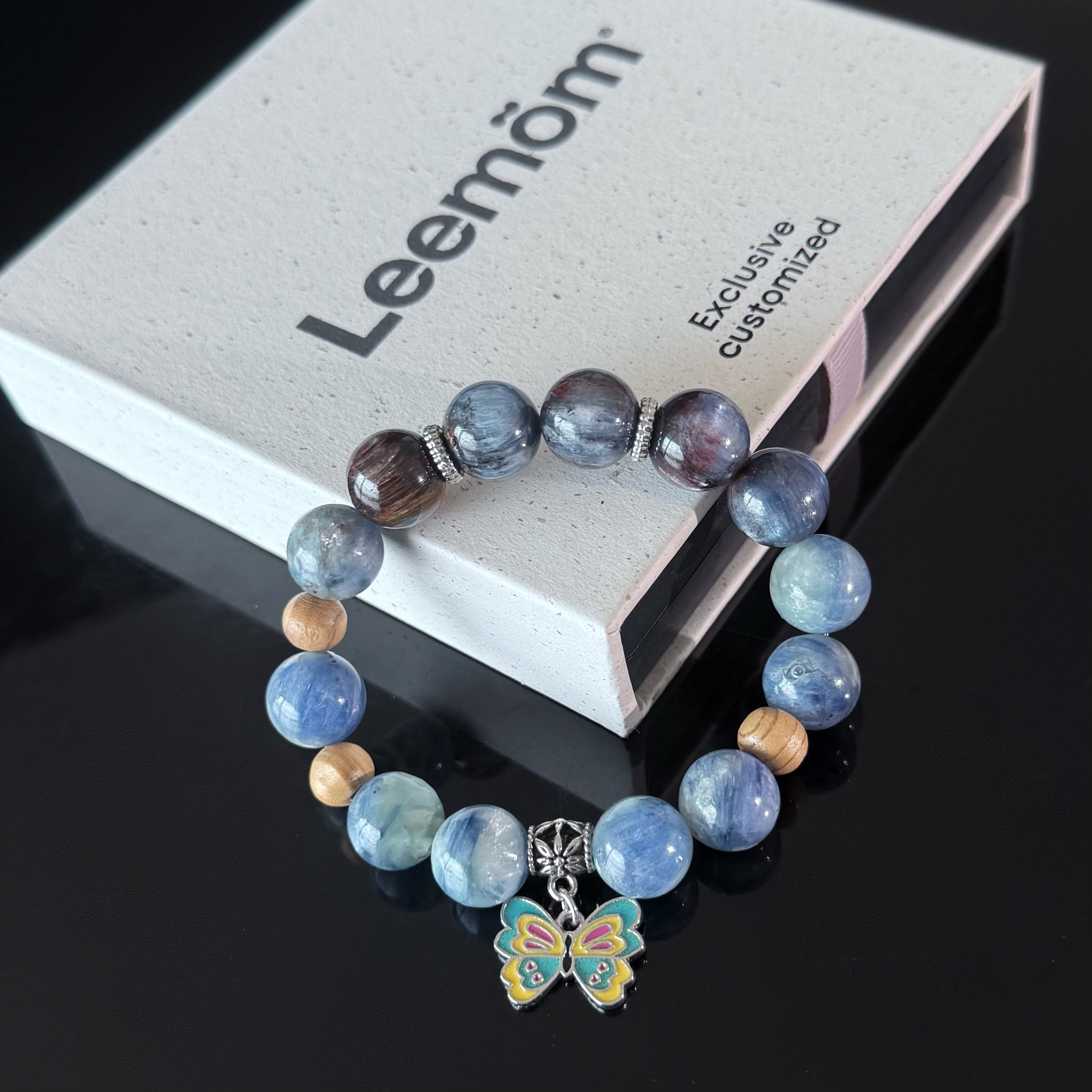 Blue Kyanite & Aquamarine Butterfly Bracelet for Gemini
