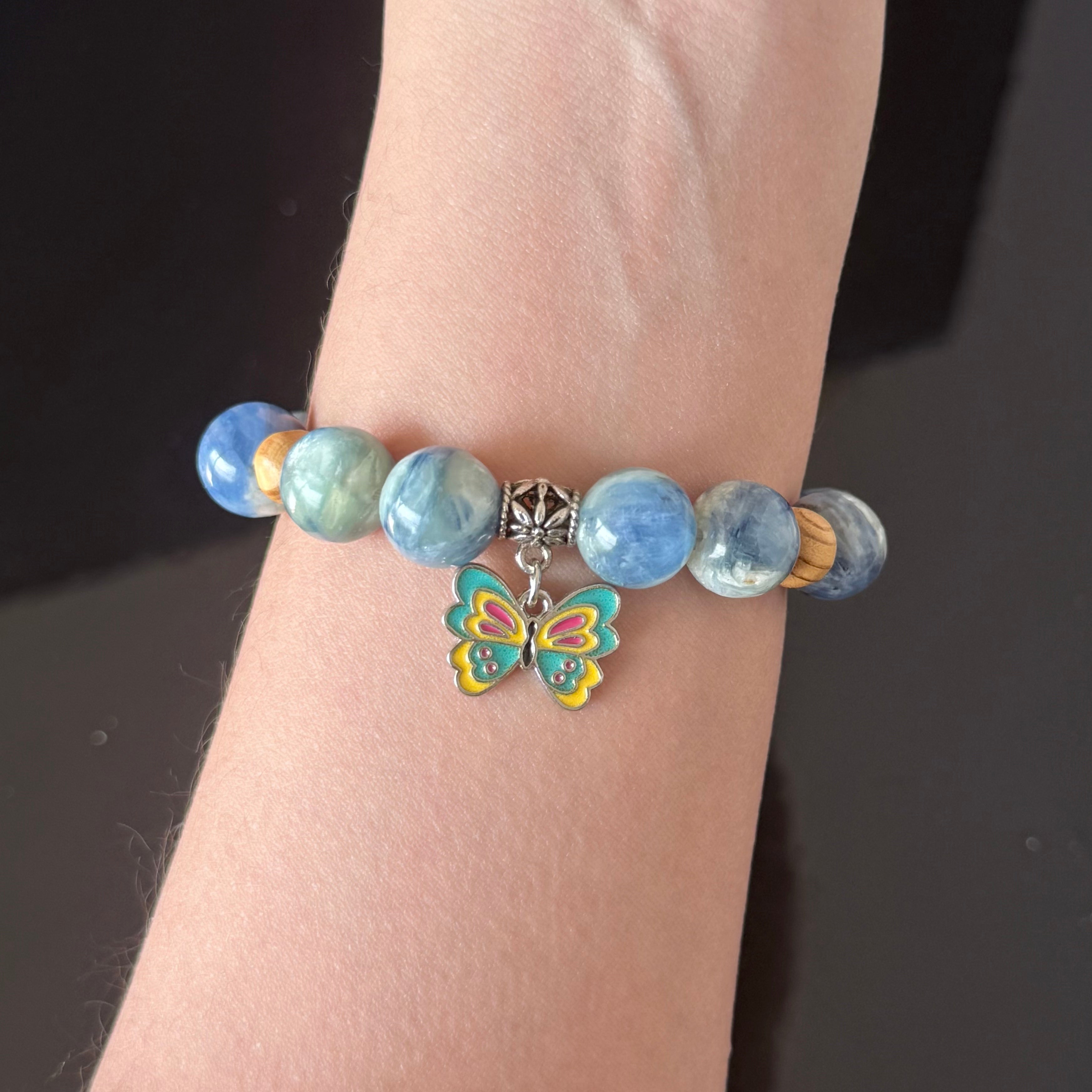 Blue Kyanite & Aquamarine Butterfly Bracelet for Gemini