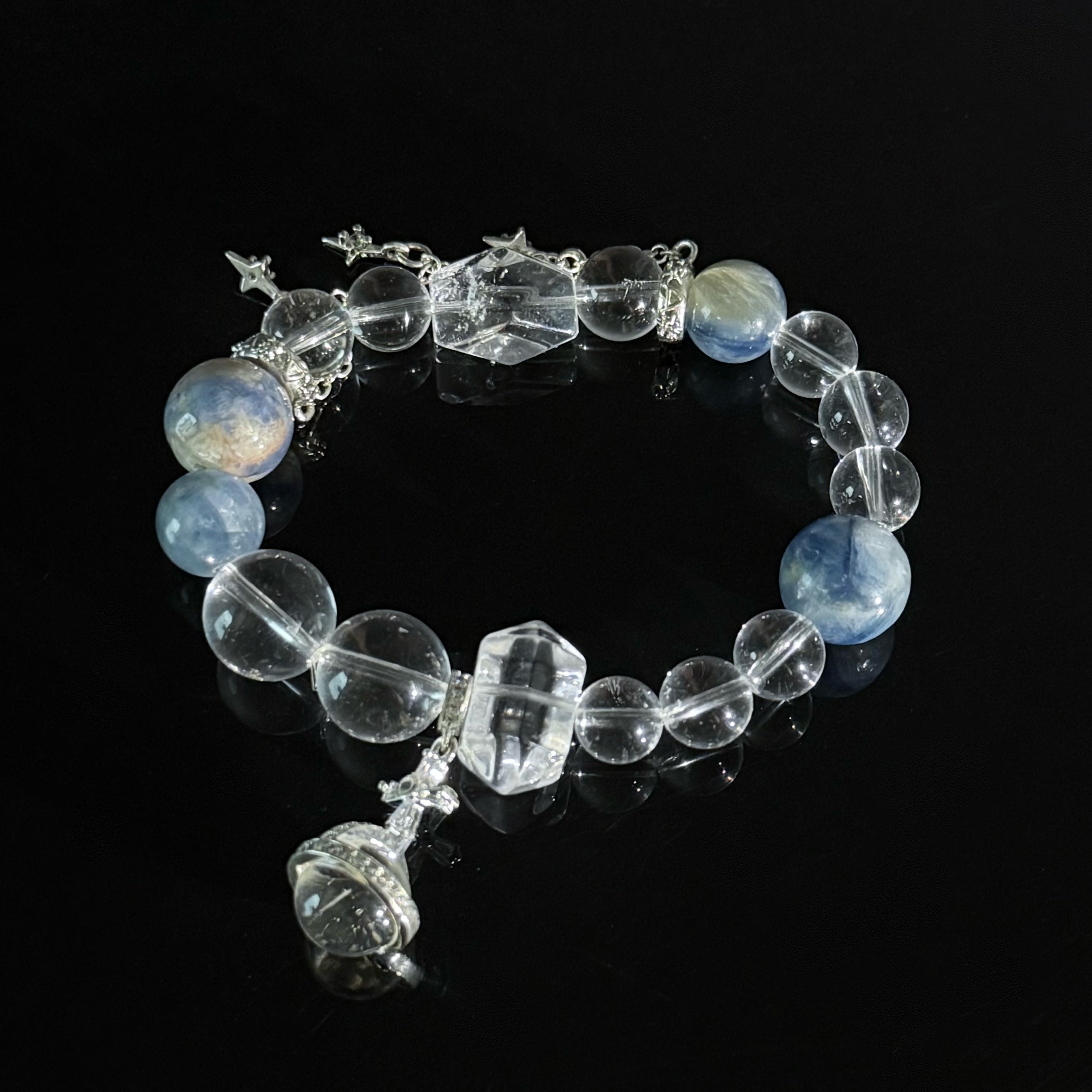 Clear Quartz & Blue Crystal Bracelet for Aquarius