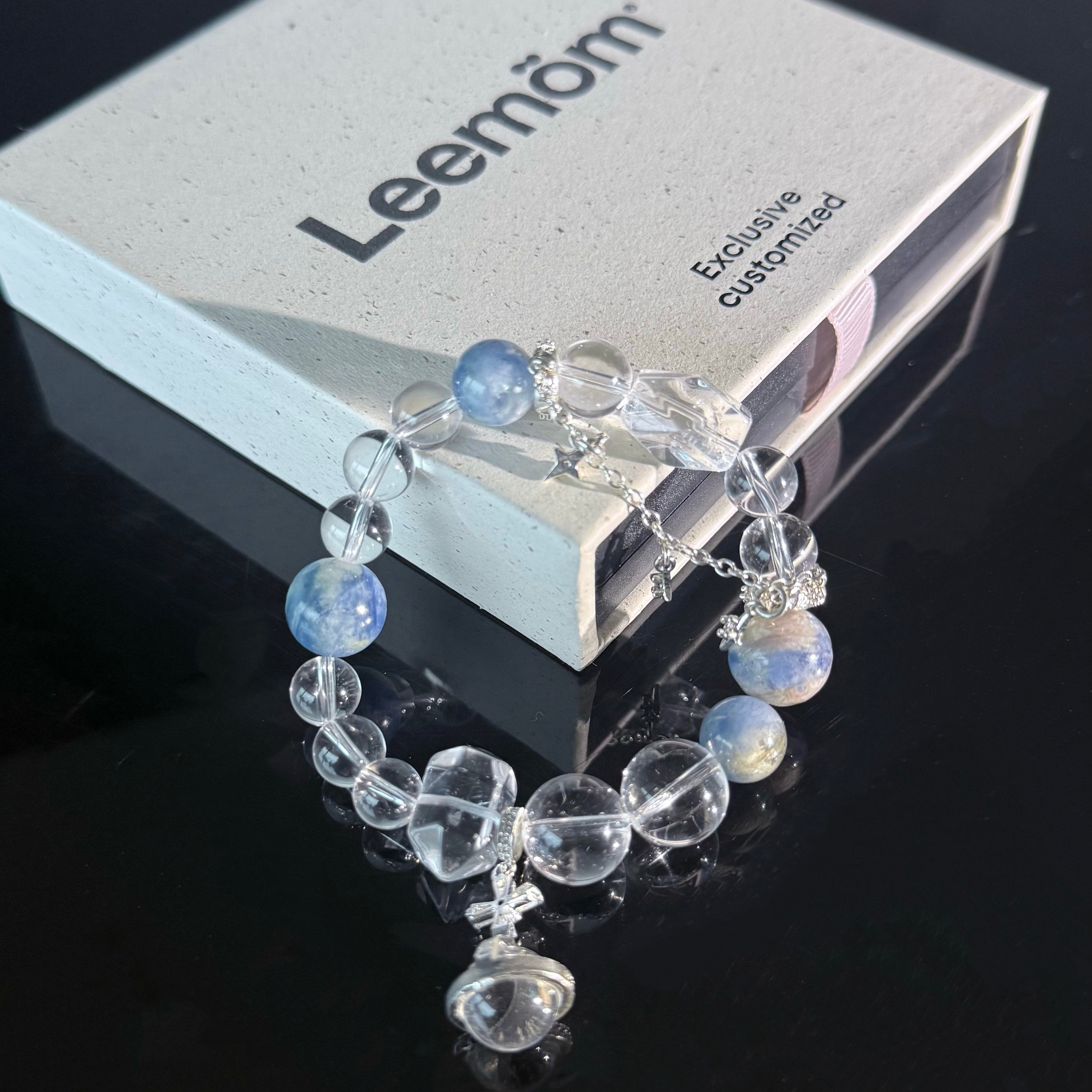 Clear Quartz & Blue Crystal Bracelet for Aquarius