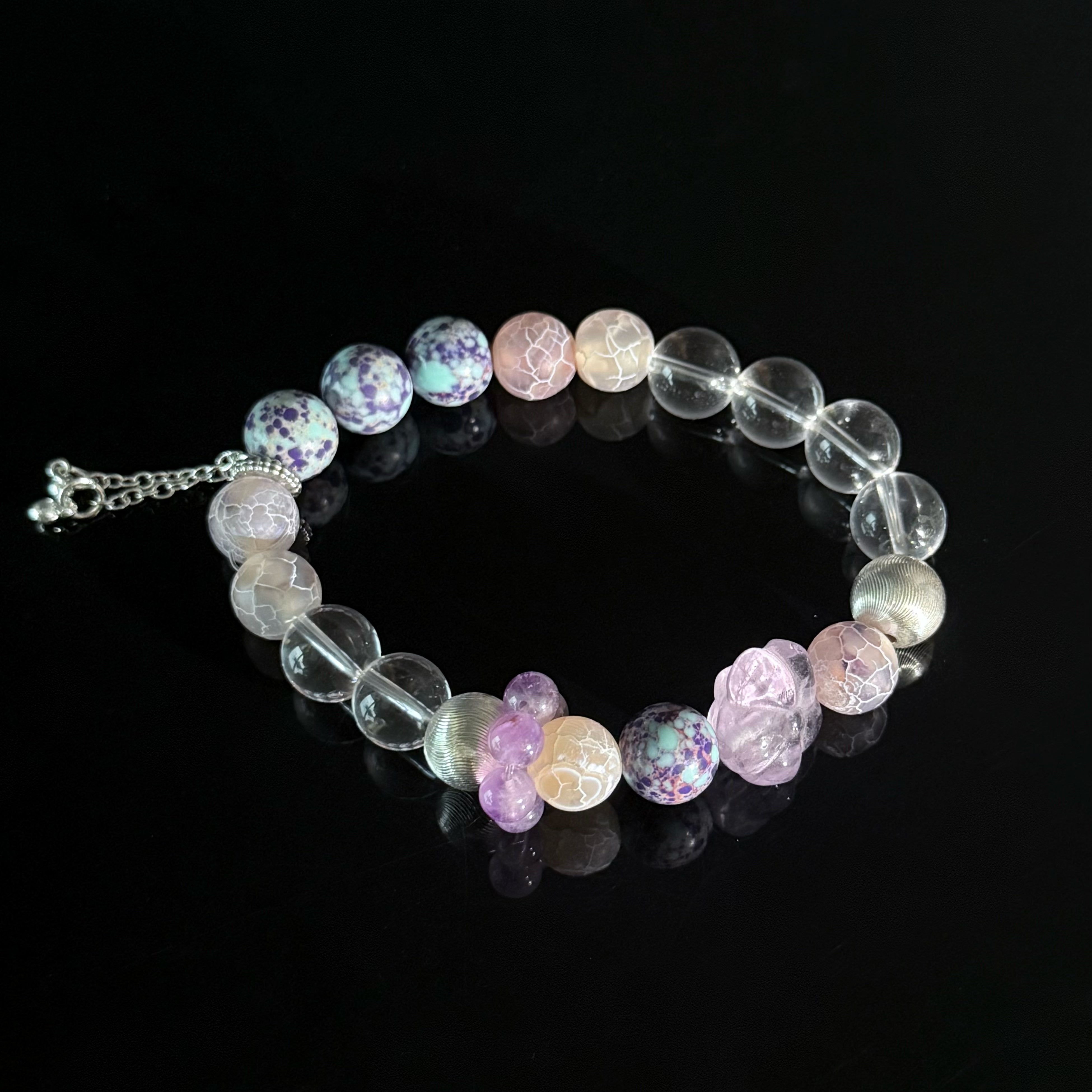 Amethyst & Clear Quartz Bracelet for Pisces