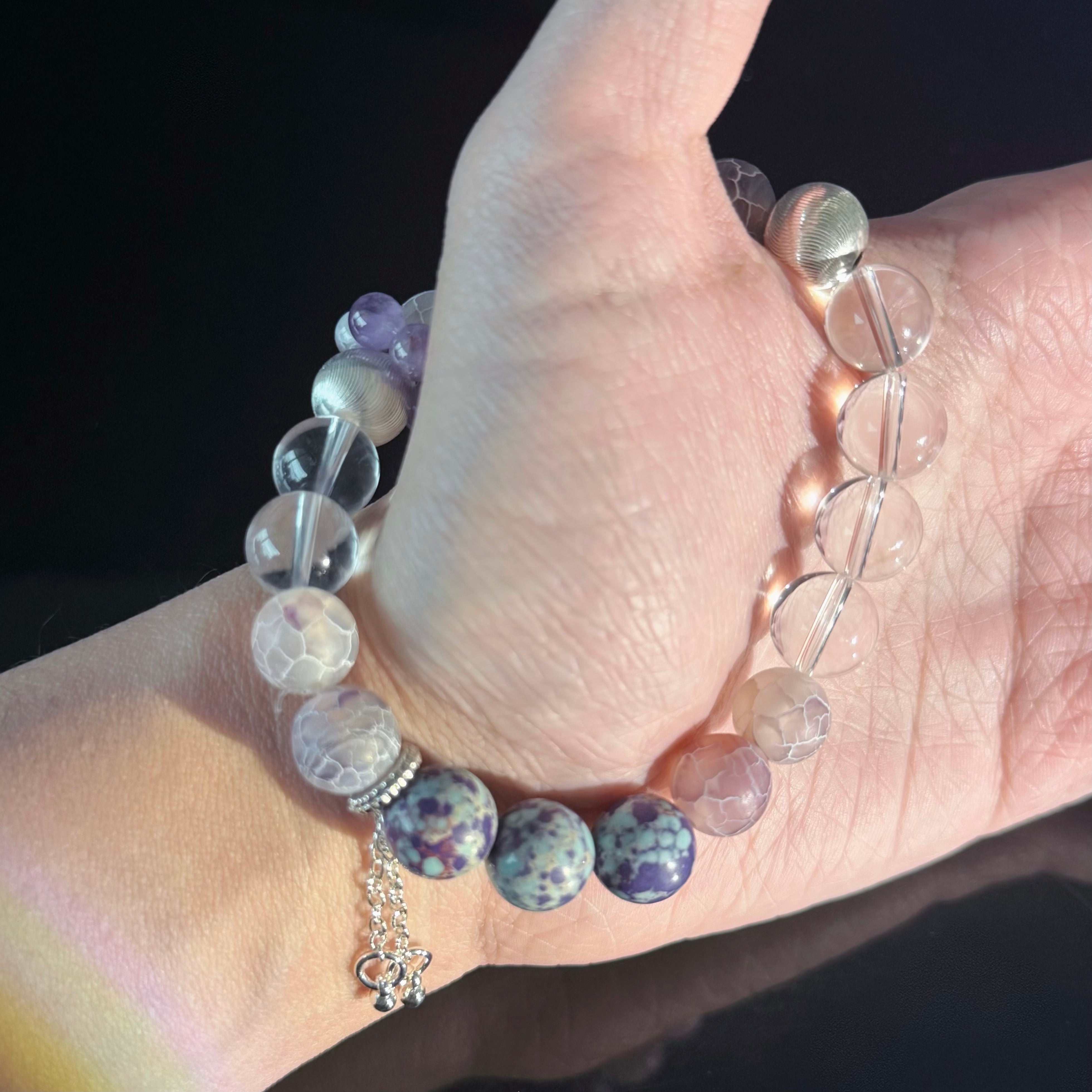 Amethyst & Clear Quartz Bracelet for Pisces