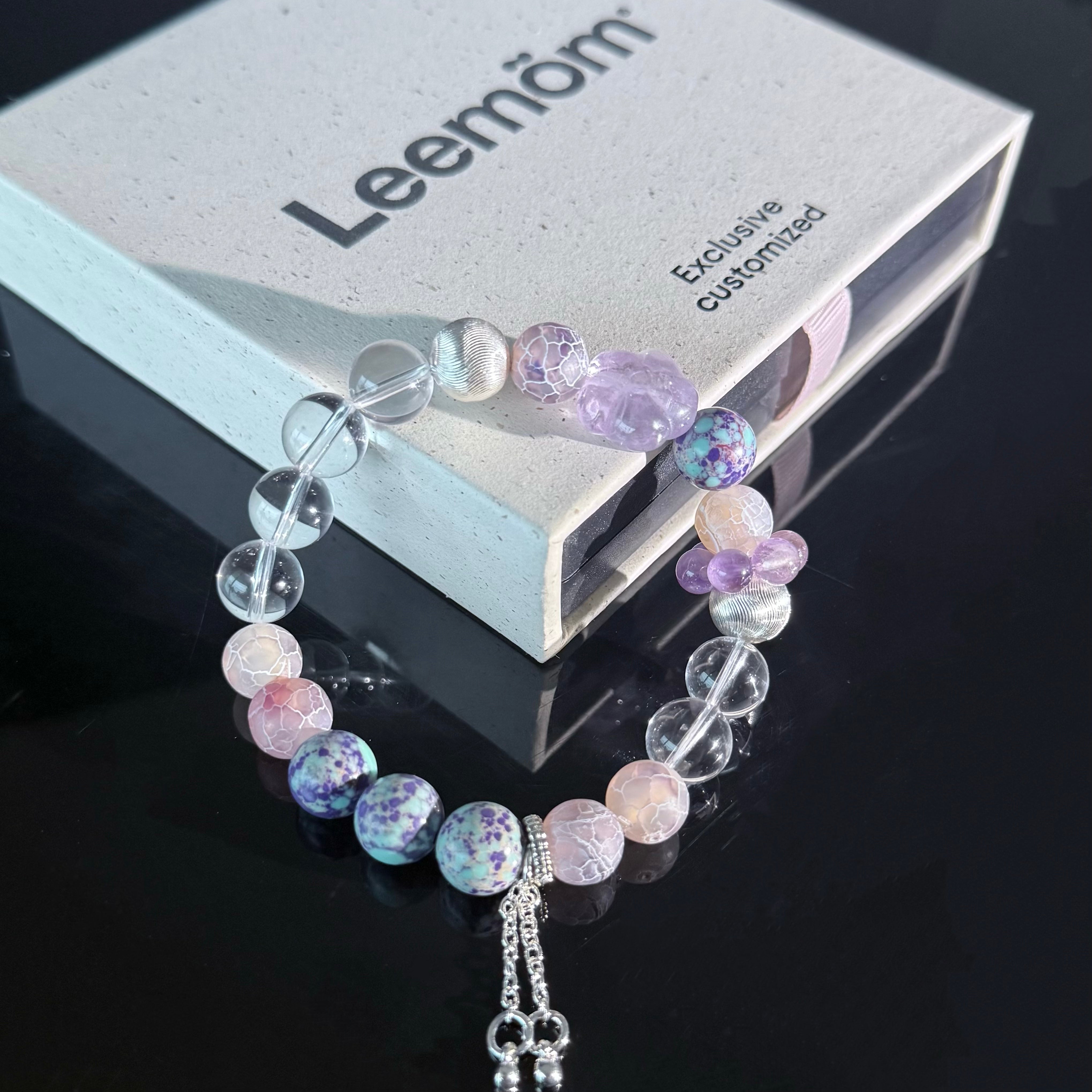 Amethyst & Clear Quartz Bracelet for Pisces
