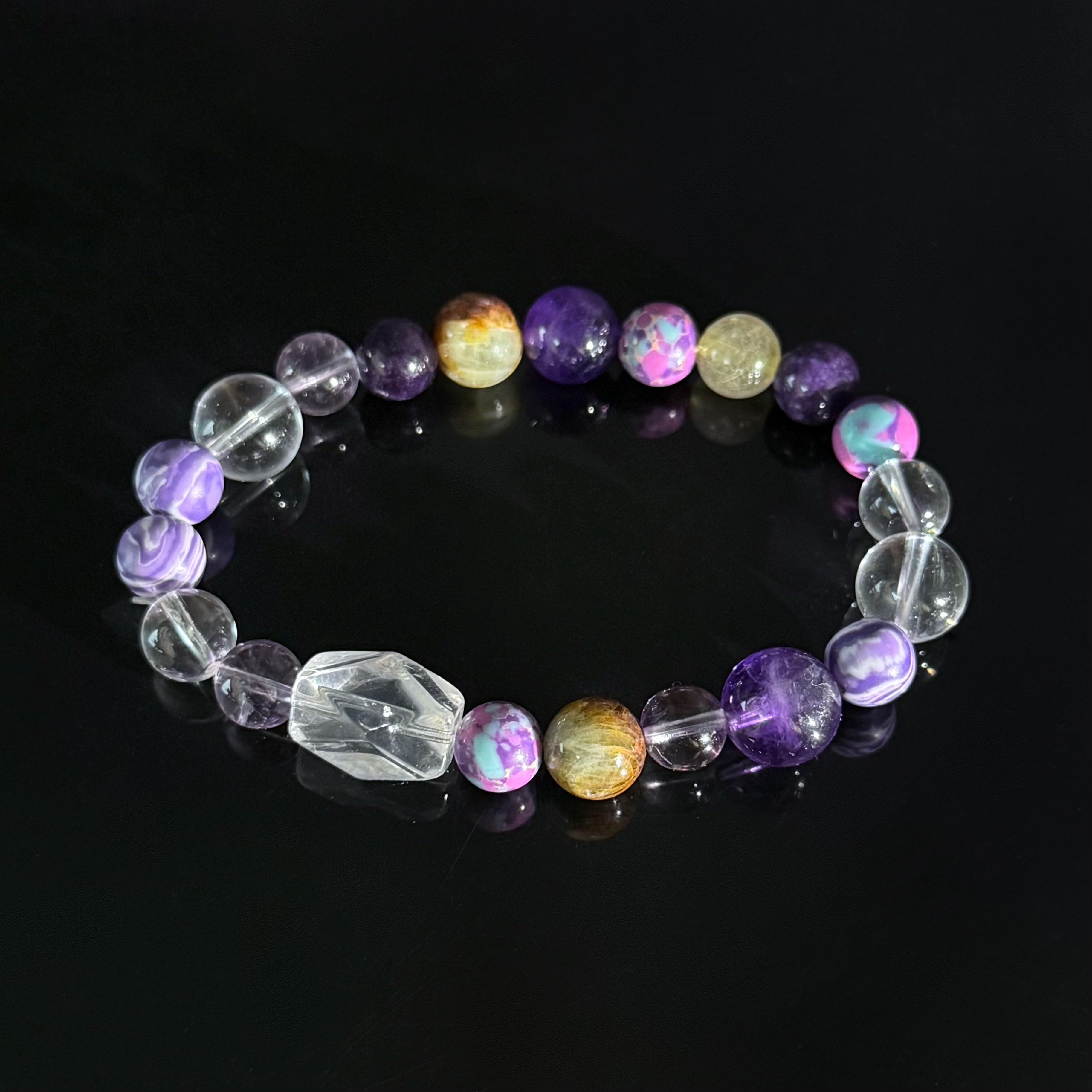 Aquarius Crystal Bracelet – Amethyst, Clear Quartz & Healing Stones
