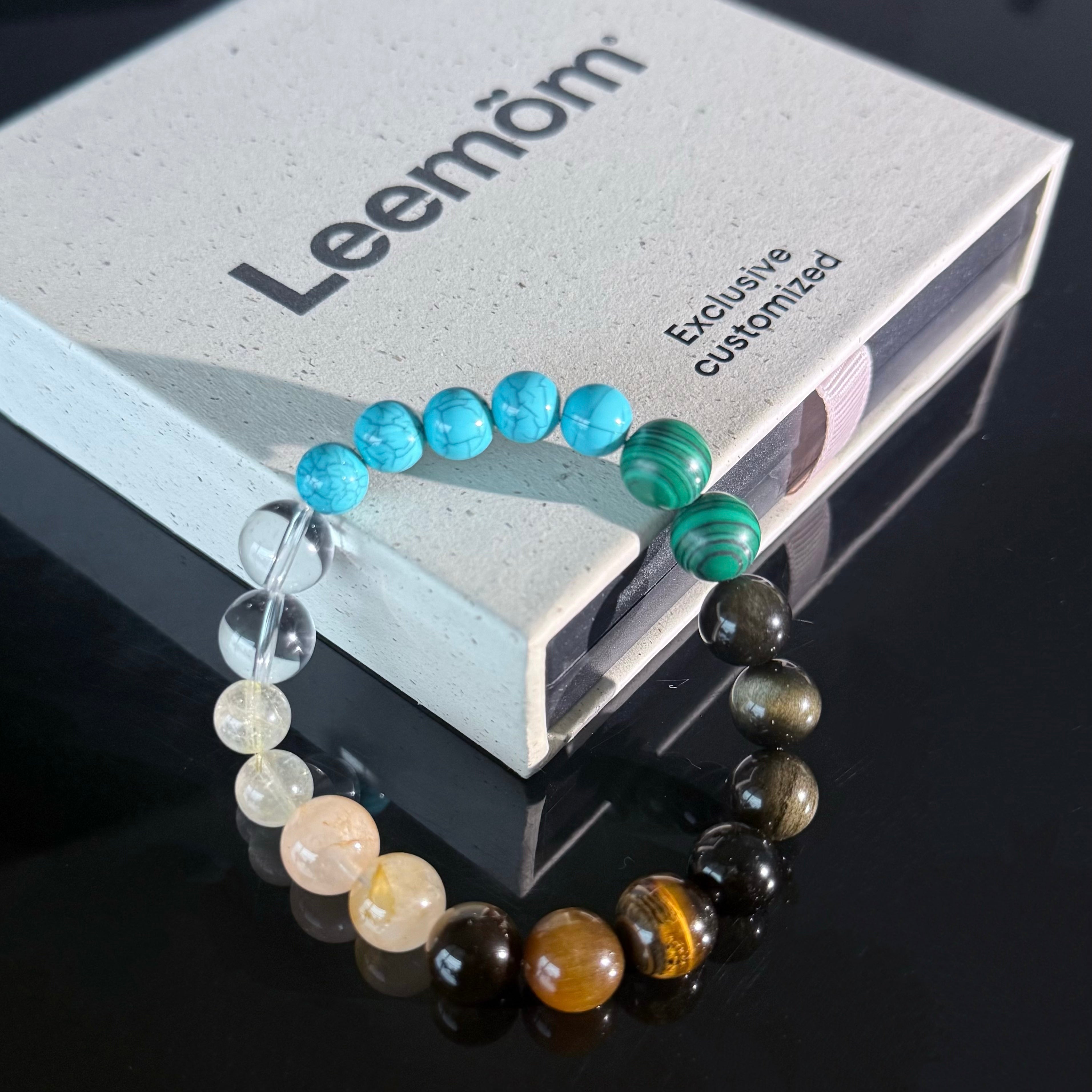 Tiger’s Eye, Malachite & Clear Quartz Zodiac Bracelet for Leo & Capricorn
