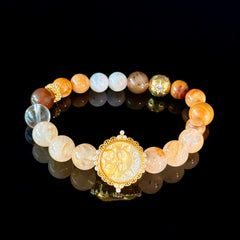 Leo Crystal Bracelet – Sun Charm Bracelet with Golden Quartz, Citrine & Orange Agate