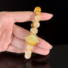 Leo Crystal Bracelet – Sun Charm Bracelet with Golden Quartz, Citrine & Orange Agate