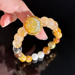 Leo Crystal Bracelet – Sun Charm Bracelet with Golden Quartz, Citrine & Orange Agate