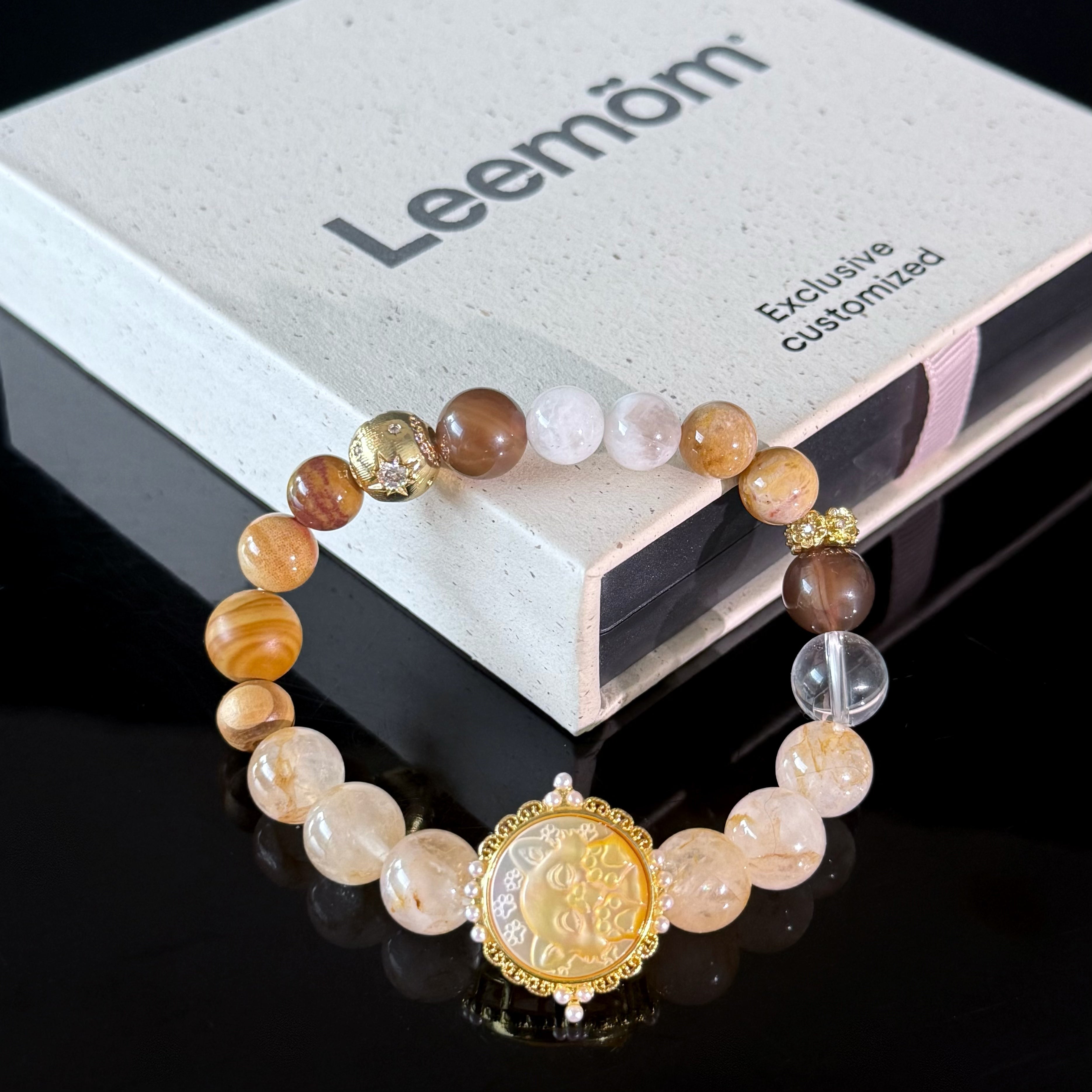 Leo Crystal Bracelet – Sun Charm Bracelet with Golden Quartz, Citrine & Orange Agate