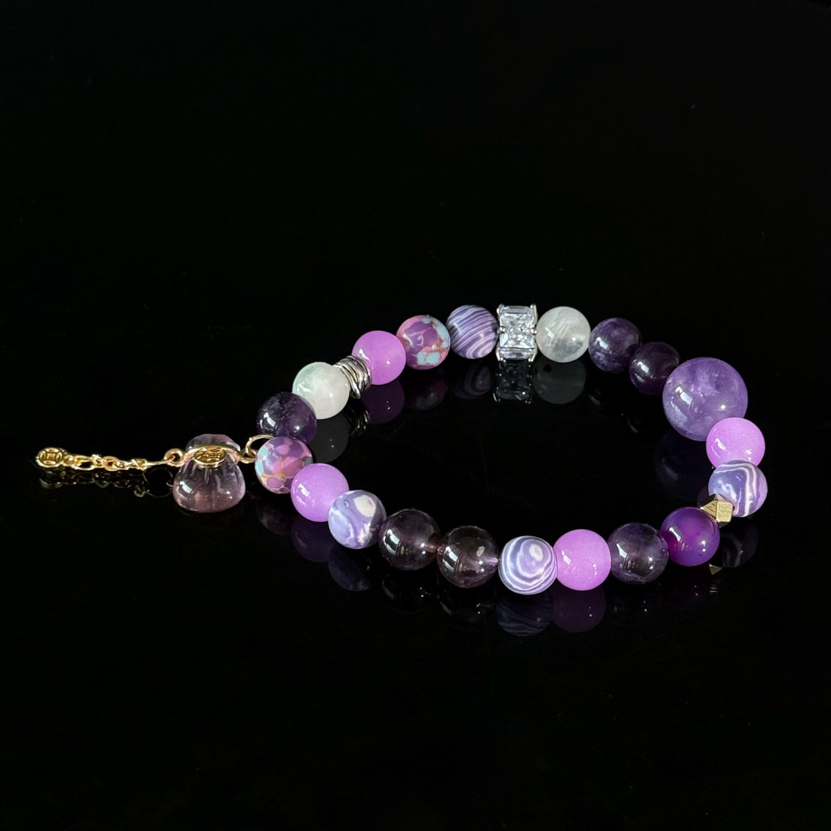 Pisces Crystal Bracelet – Amethyst & Purple Agate Healing Bracelet