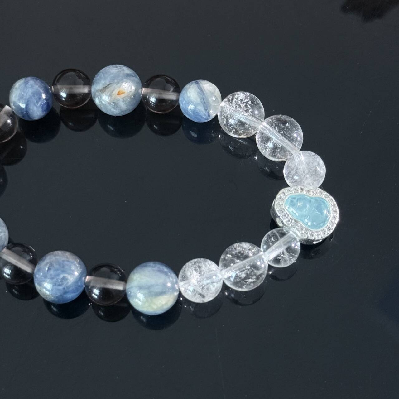 Handcrafted Aquamarine and Clear Quartz Bracelet — A Healing Bracelet for Inner Peace and Mental Clarity
