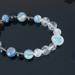 Handcrafted Aquamarine and Clear Quartz Bracelet — A Healing Bracelet for Inner Peace and Mental Clarity