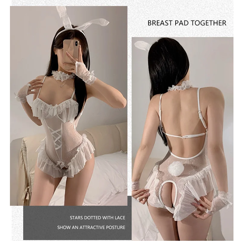 Bunny Girl Uniform Backless Lace Open Crotch Bodysuit