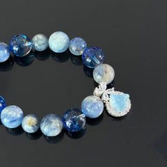 Natural Blue Crystal & Ocean Aura Handmade Bracelet