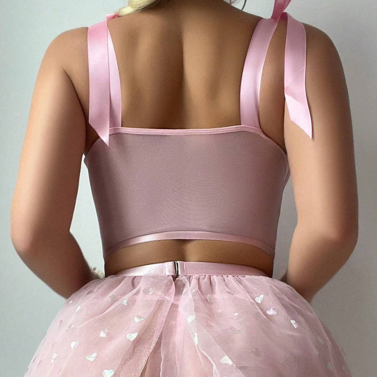 Three-Dimensional Flower Bow Tie Lace-up Sequins Tulle Skirt Lingerie Set