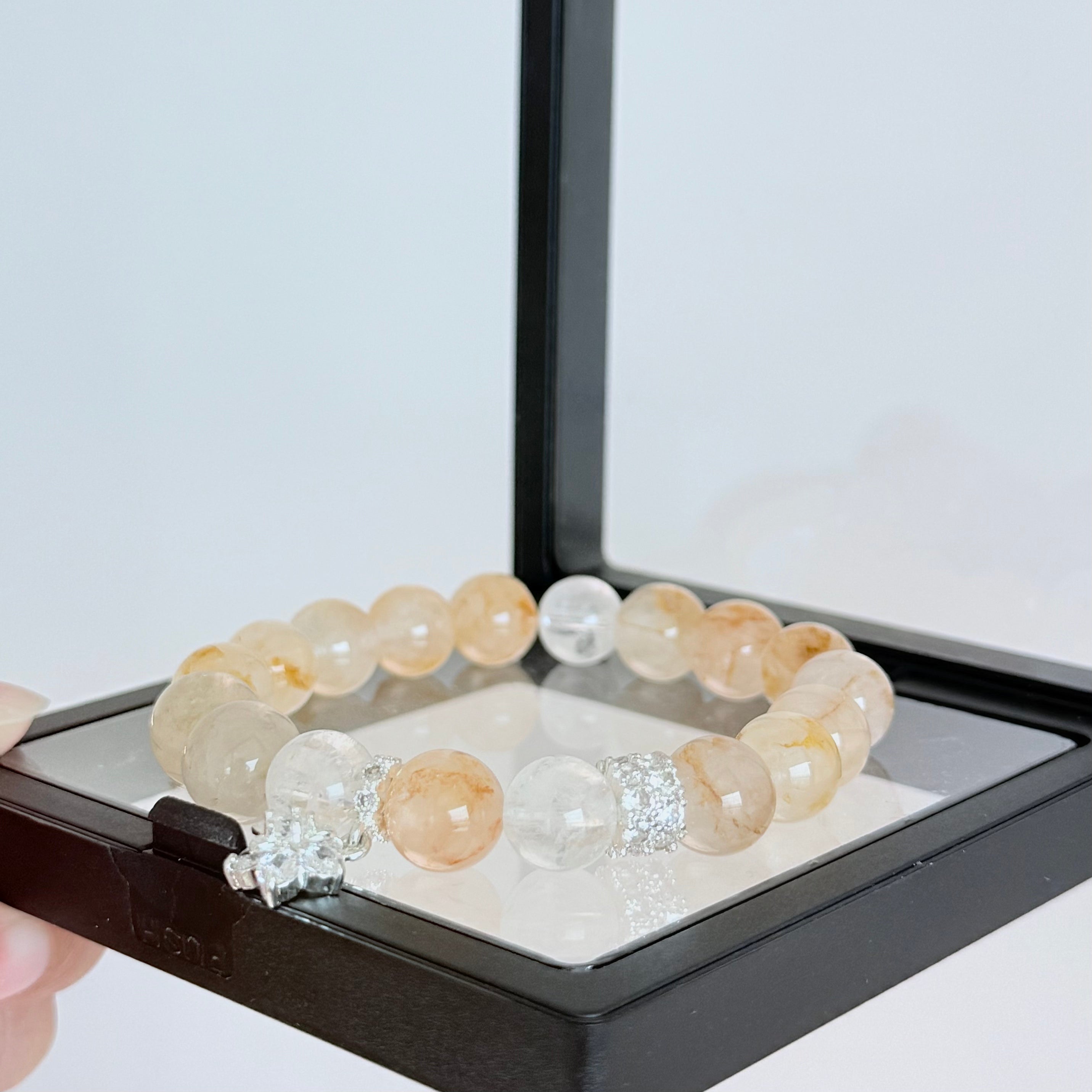 Golden Rutilated Quartz & Clear Quartz Bracelet