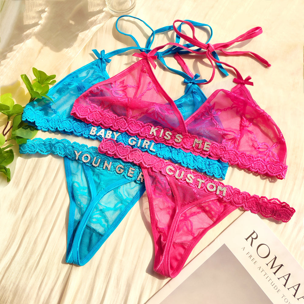 Halter neck embroidered lingerie