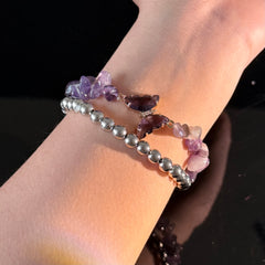 Pisces Amethyst Bracelet Set – Healing Crystal & Silver Energy Jewelry