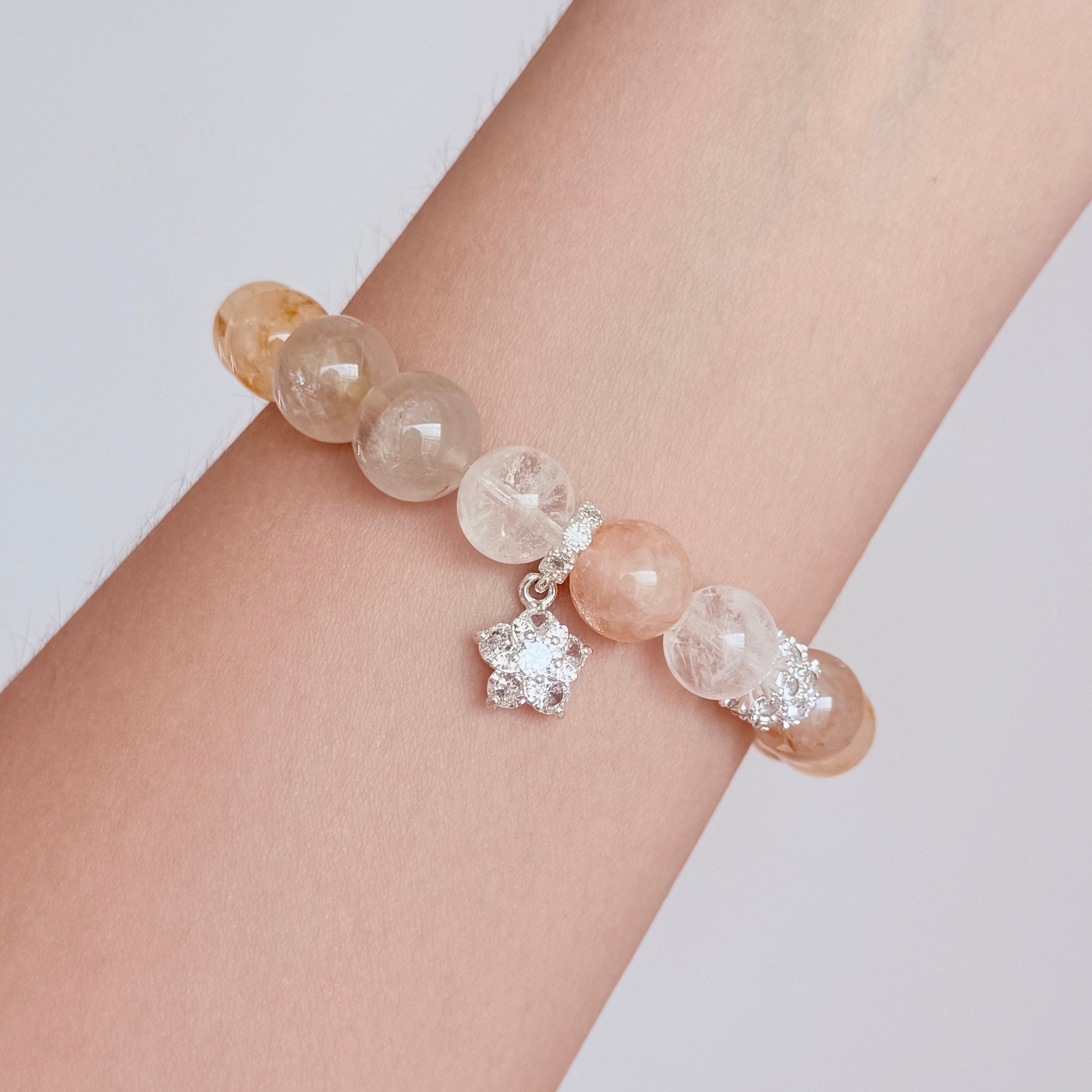 Golden Rutilated Quartz & Clear Quartz Bracelet