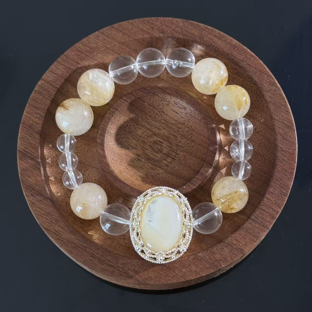 Purify your magnetic field and enhance your aura | White Crystal and Citrine Bracelet