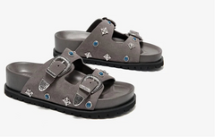 Punk Rivet Cow Suede Leather Flats