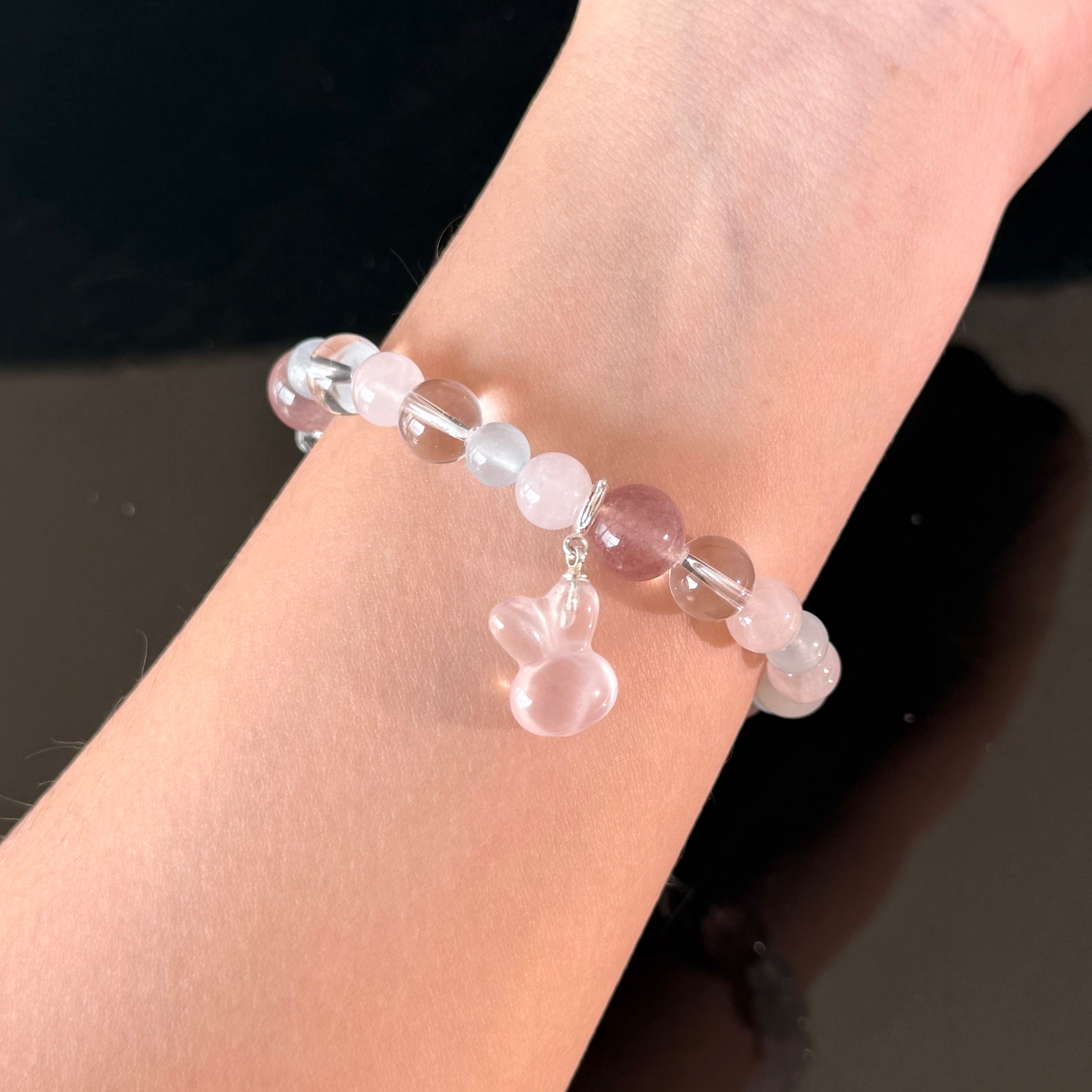 Cancer Crystal Bracelet – Rose Quartz, Aquamarine & Clear Quartz Healing Bracelet