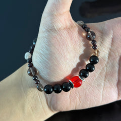 Handcrafted Obsidian and Red Crystal Beaded Bracelet — A Bracelet for Protection, Energy Balance, and Healing