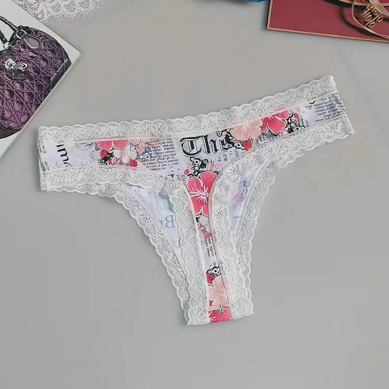 Seamless Silk Printed Underwear Thong