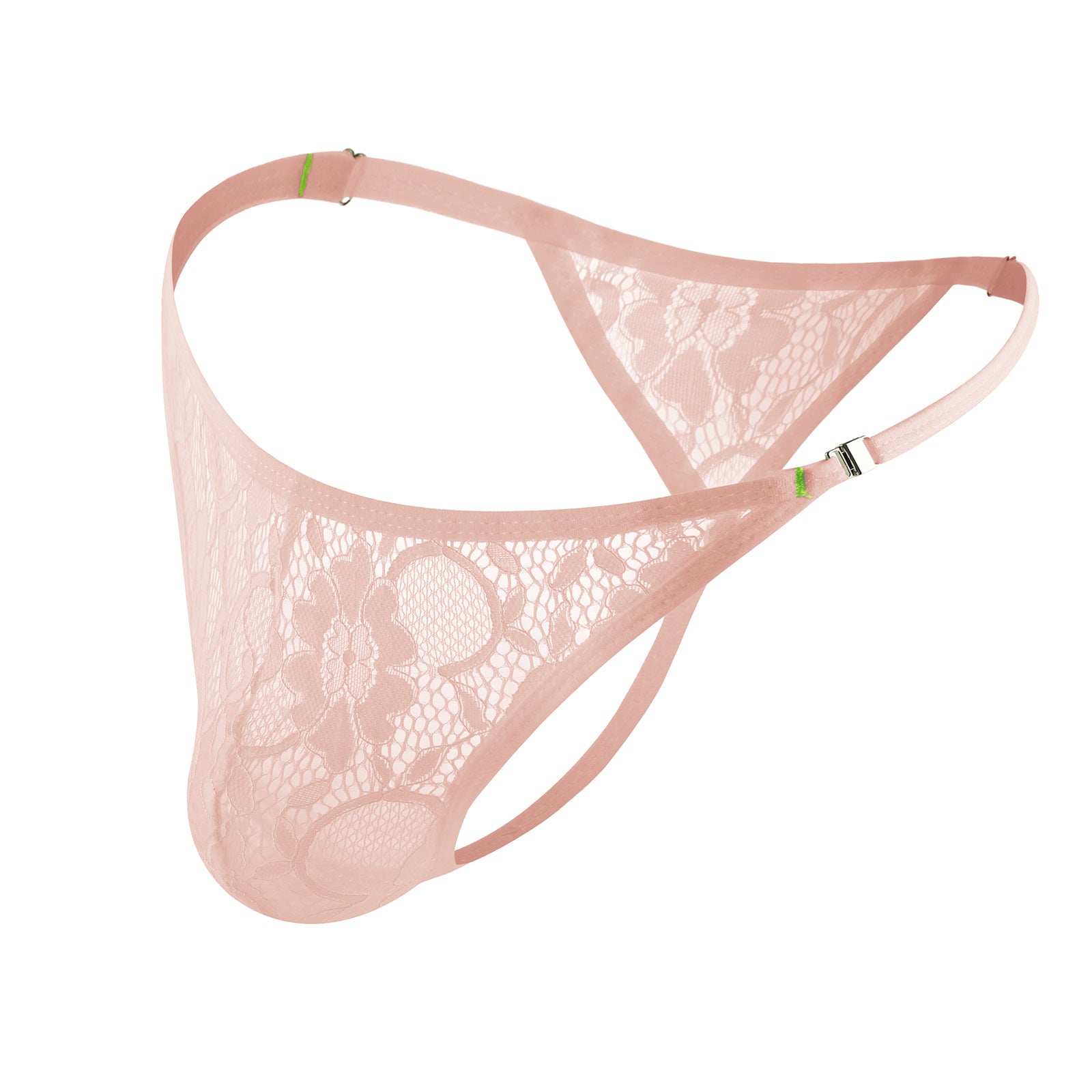 Hollow See-through Lace Thong Side Button Style For Men