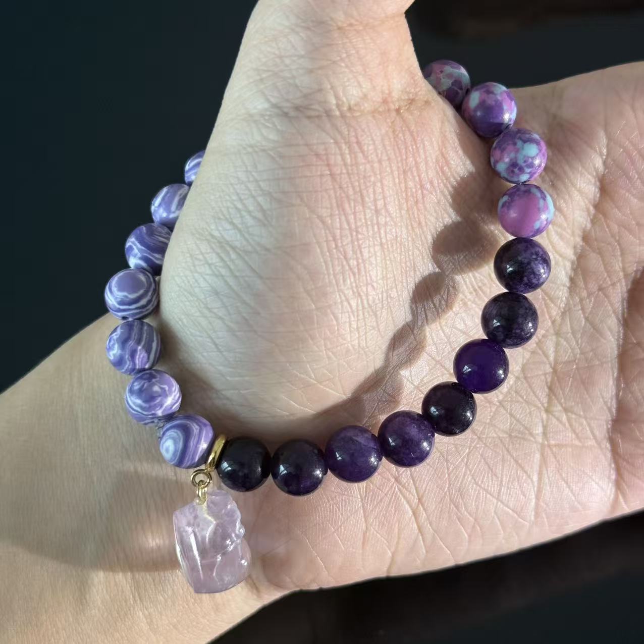 Handcrafted Purple Agate and Amethyst Bracelet — Jewelry for Enhanced Intuition, Protection, and Spiritual Healing