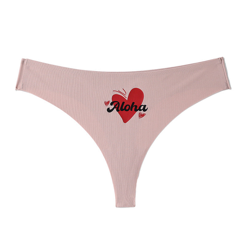 Mid-Waist Hipster Panties Seamless with Heart Design Breathable Cotton
