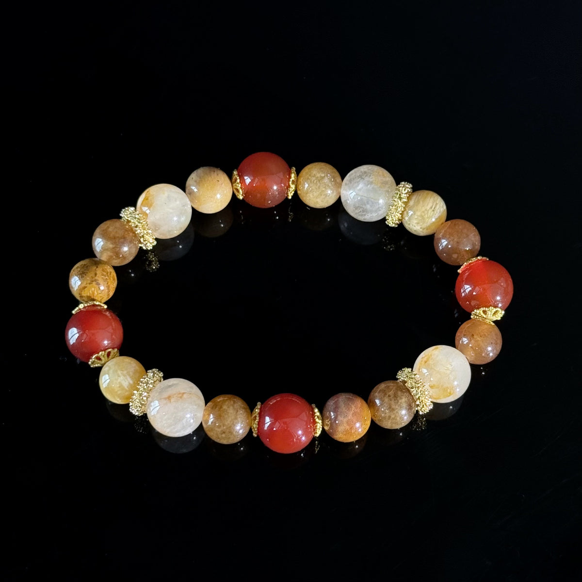 Taurus Crystal Bracelet – Red Agate & Golden Quartz Bracelet