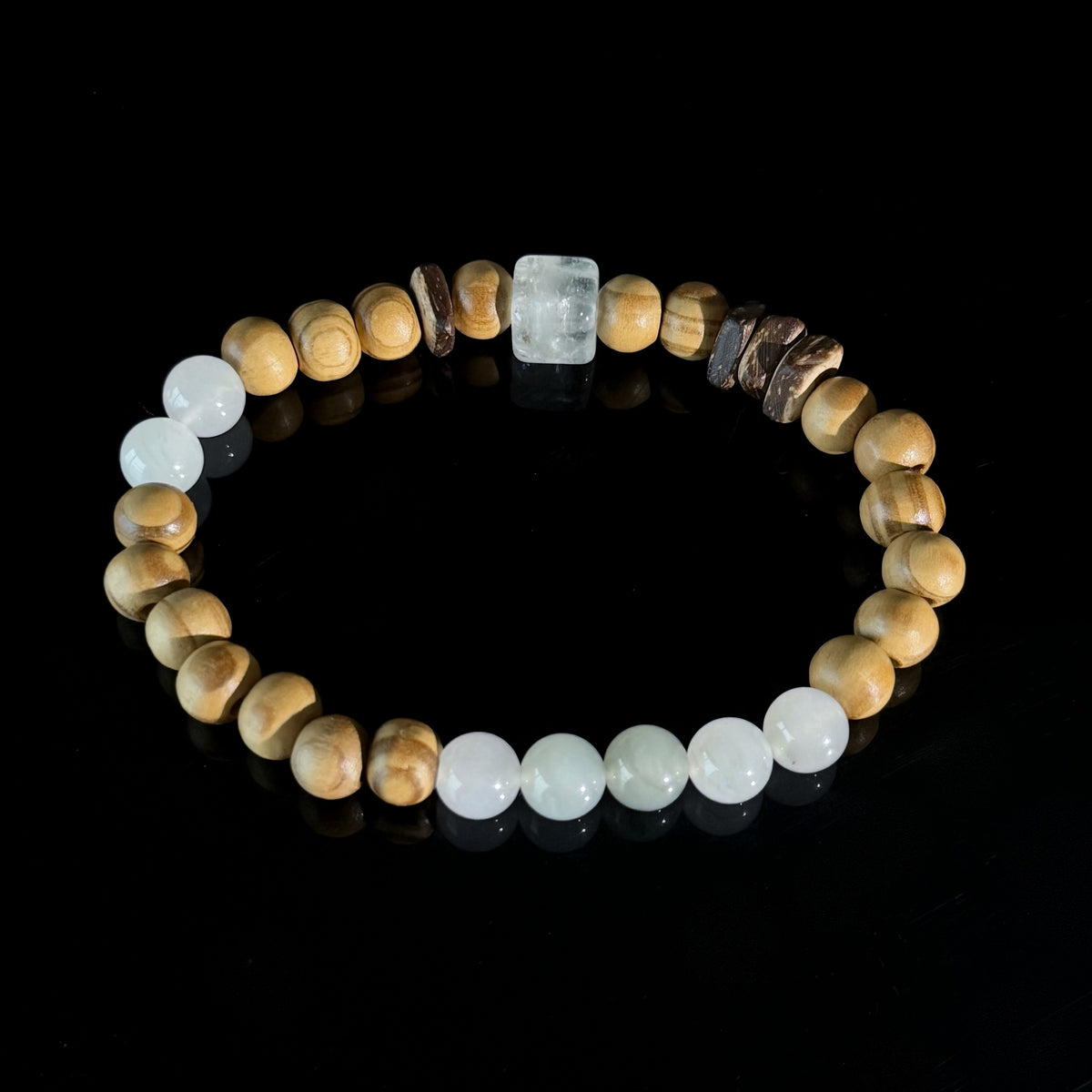 Taurus Crystal Bracelet – Wood & White Jade Zodiac Bracelet