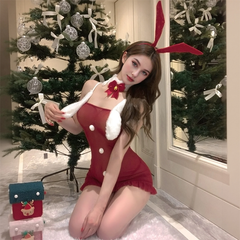 Christmas Bunny Girl See-Through Lace Dress Set