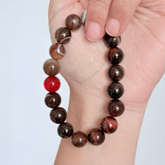 Red Agate & Brown Banded Agate Crystal Bracelet