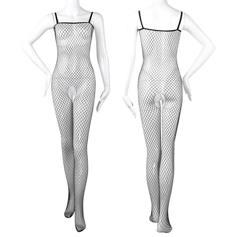 See Through Fishnet Open Crotch Bodysuit
