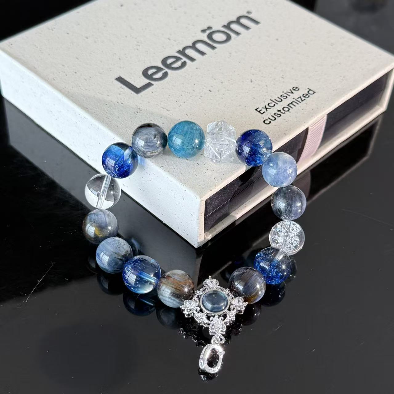 Blue Galaxy Handmade Crystal Bracelet — Natural White Crystal, Aquamarine, and Labradorite Beaded Bracelet