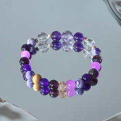 Purple Mist Star-Slumber | Amethyst and Clear Quartz Spliced Bracelet