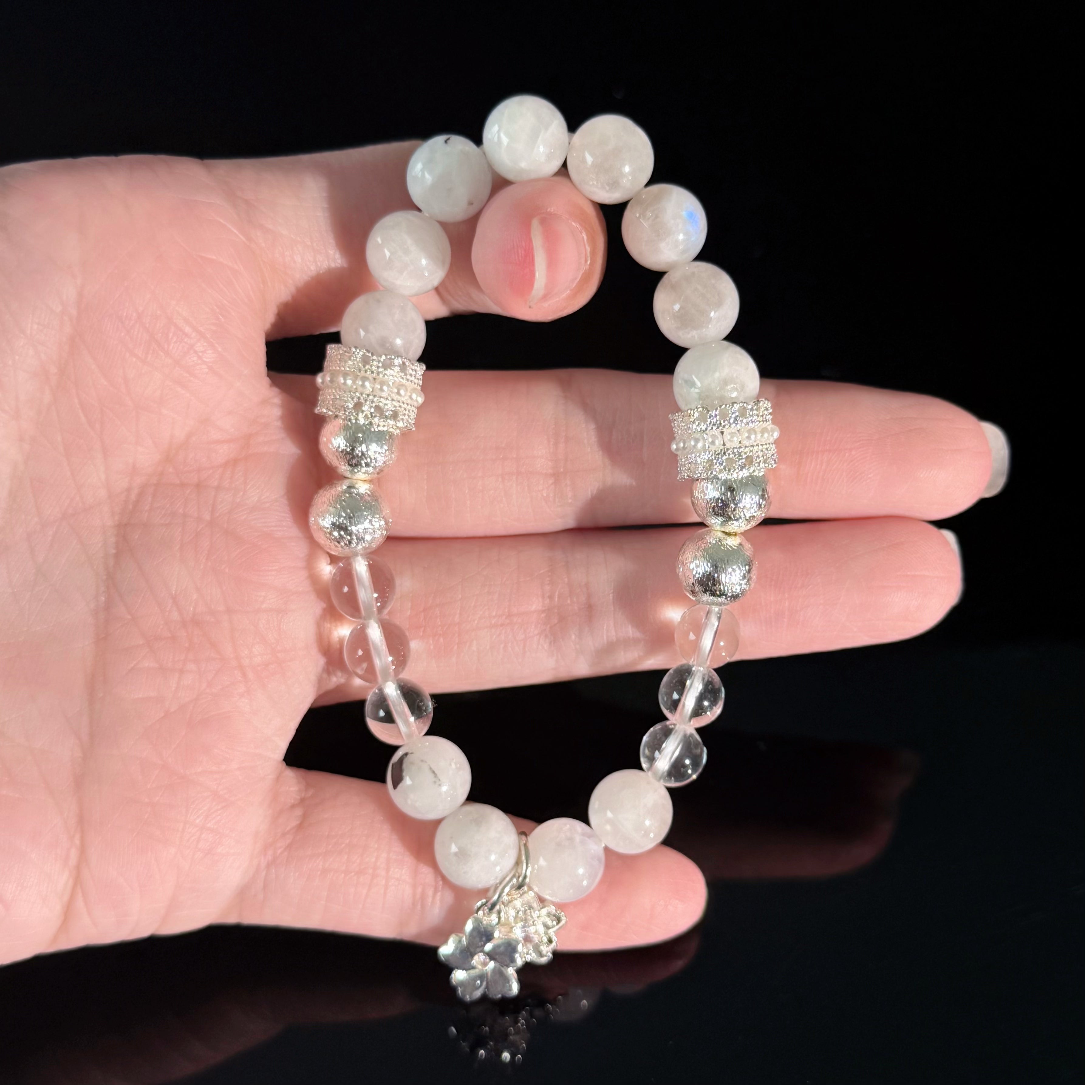 Cancer Crystal Bracelet – Moonstone & Clear Quartz Healing Bracelet