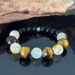 The Abundance Keeper | Natural Tiger Eye & Citrine Obsidian Bracelet for Grounded Prosperity