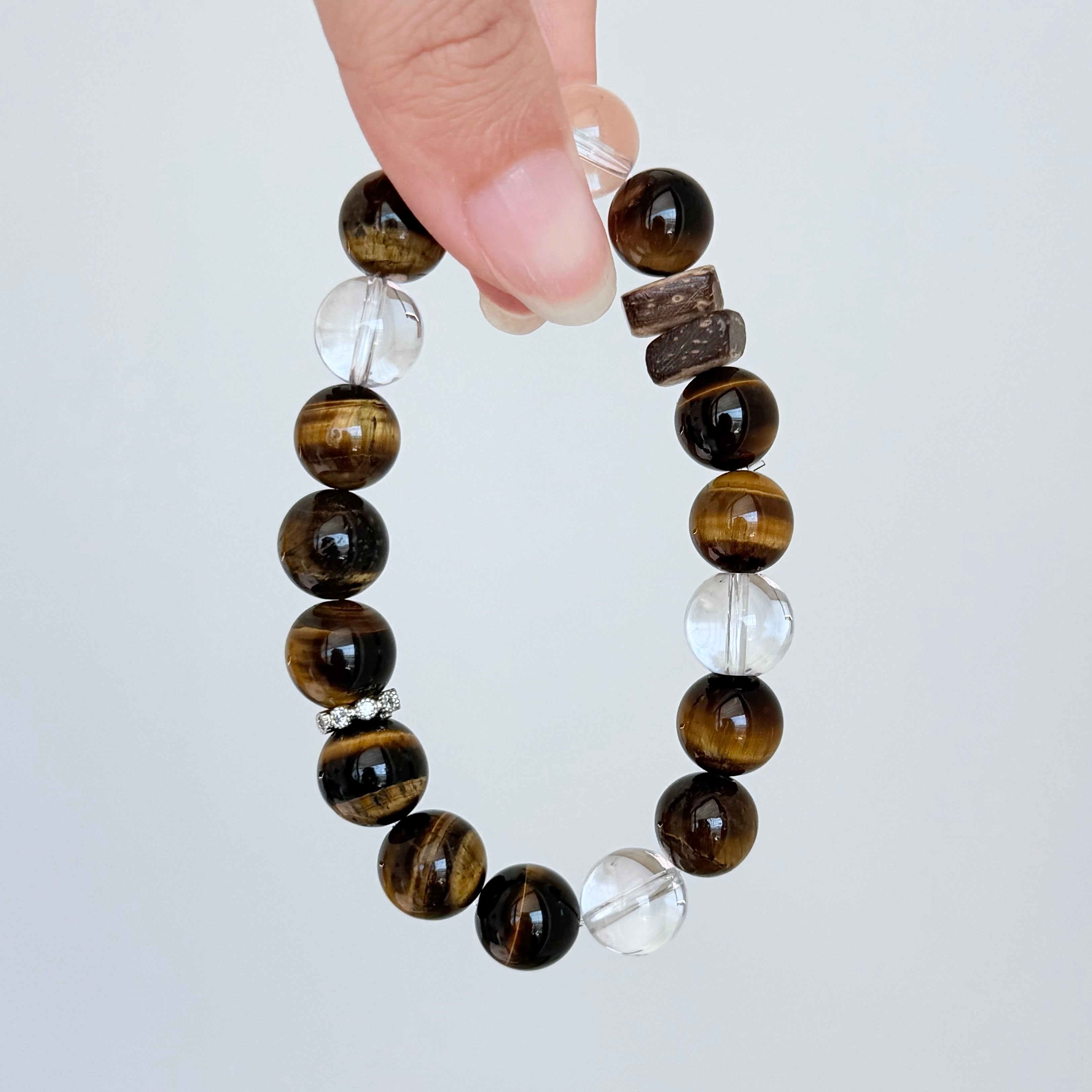 Tiger’s Eye and Clear Quartz Bracelet