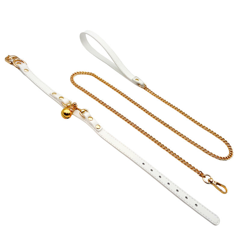Bell Leather Collar with Hand Holding Rope