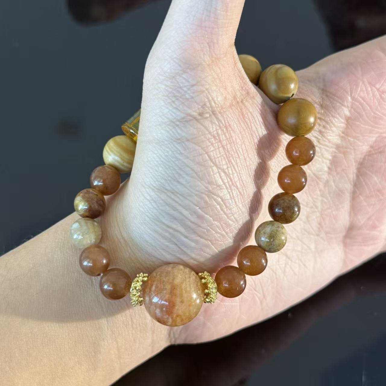 Handcrafted Natural Yellow Jasper & Sunstone Crystal Bracelet — A Bracelet for Confidence and Stability