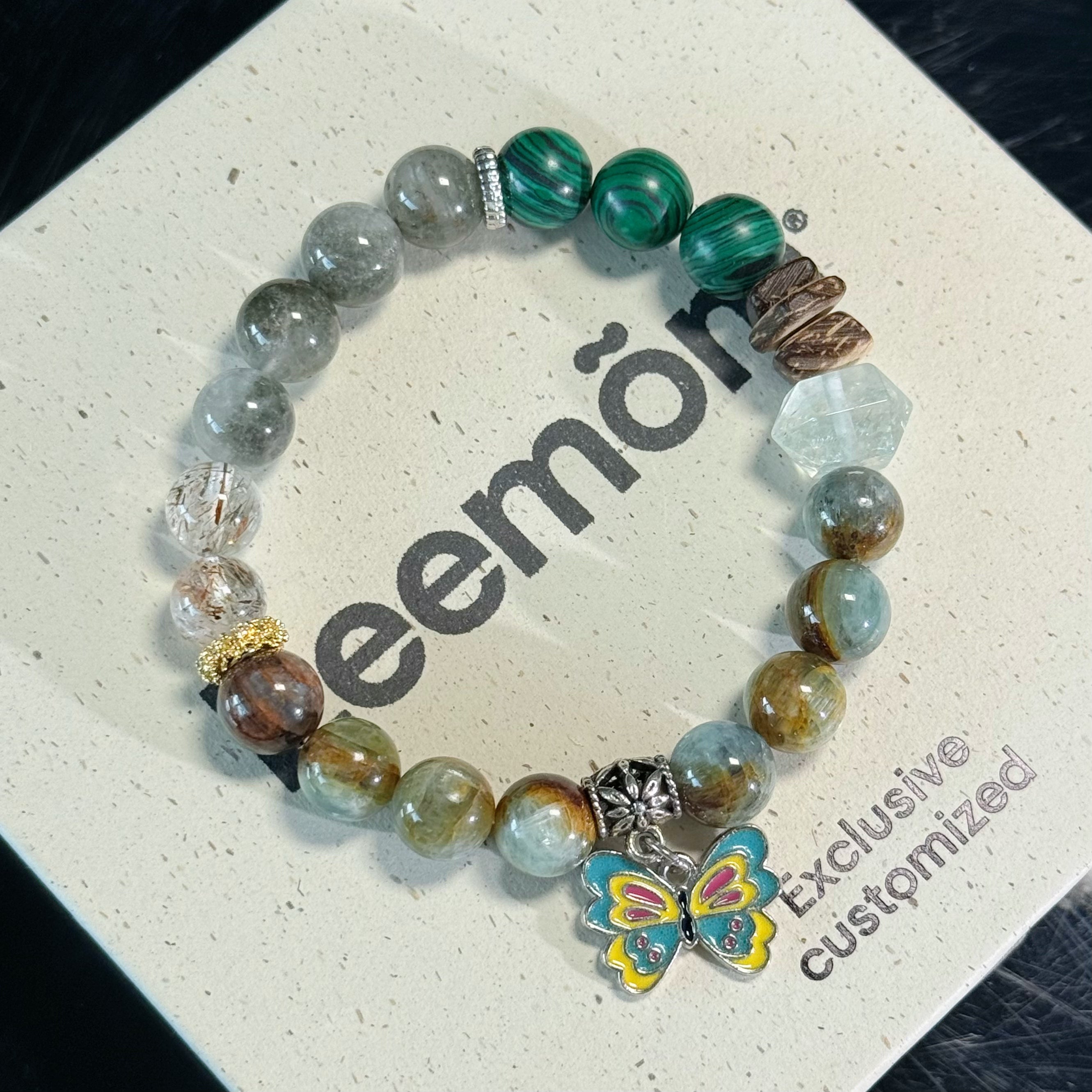 Malachite & Moss Agate Butterfly Bracelet