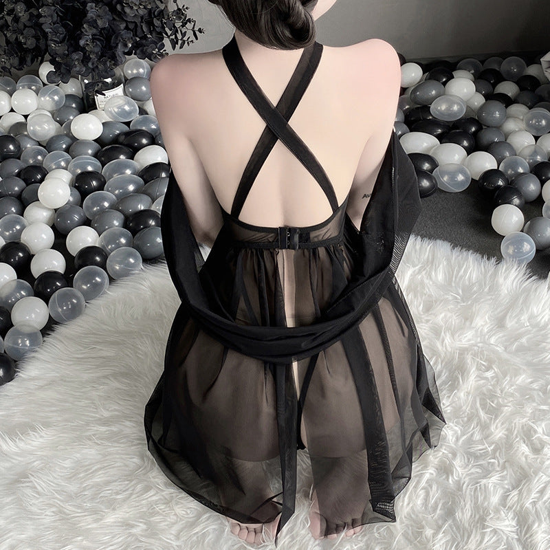 Sleeveless Lace See-through Nightgown